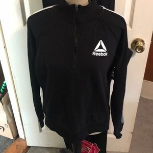 NWT black Reebok  brand LS pull over sweater-sweatshirt size large